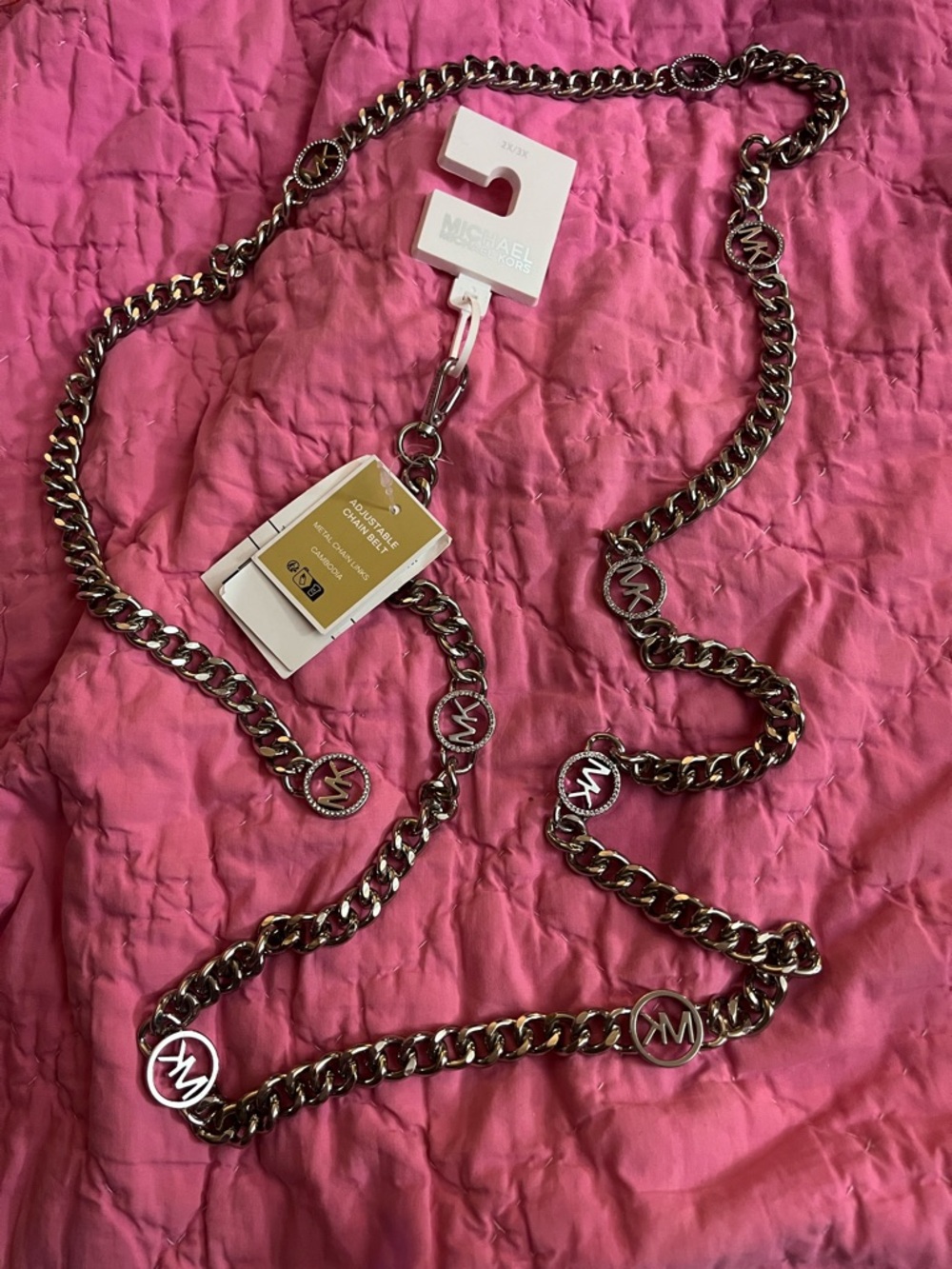 Michael Kors Silver Chain Strap with MK Logo Tag Plus size 2x 3x